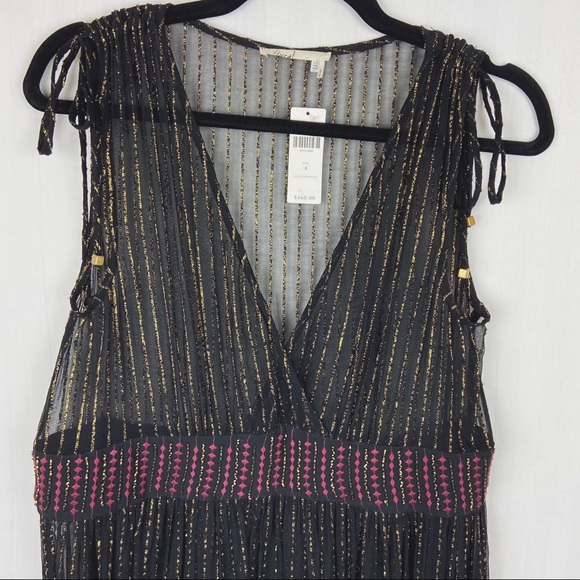 Anthro Floreat Annecy Gold Metallic Dress 4 Small - Picture 4 of 12